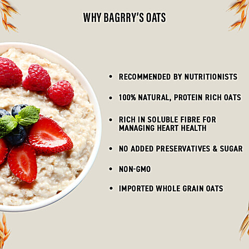 Bagrry's Rolled Oats - Jumbo, High Fibre, High Protein, 1 kg Jar 