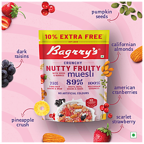 Buy Bagrrys Muesli Crunchy Nutty Fruity, With Seeds & Berries, 89