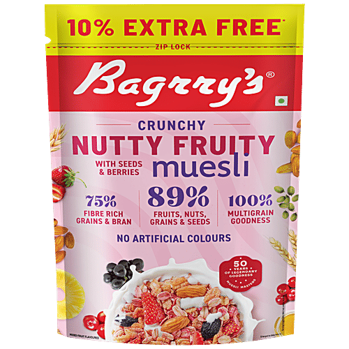 Buy Bagrrys Muesli Crunchy Nutty Fruity, With Seeds & Berries, 89