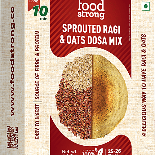 Foodstrong Sprouted Ragi & Oats Dosa Mix - Rich In Protein & Fibre, Easy To Digest, 400 g  