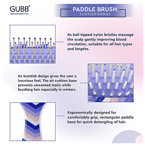 Gubb Oval Cushioned Hair Brush - Scottish Range, Small, Ball-tipped Nylon Bristles, 1 pc  