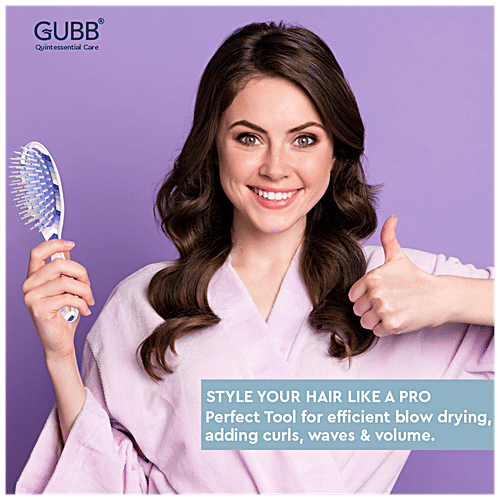 Gubb Oval Cushioned Hair Brush - Scottish Range, Small, Ball-tipped Nylon Bristles, 1 pc  