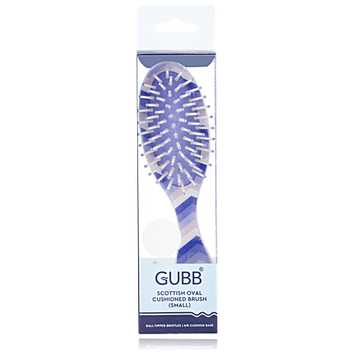 Gubb Oval Cushioned Hair Brush - Scottish Range, Small, Ball-tipped Nylon Bristles, 1 pc  