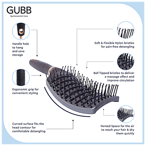 Buy Gubb Vent Hair Brush Ball Tipped Bristles, Fast Blow Drying, Wet