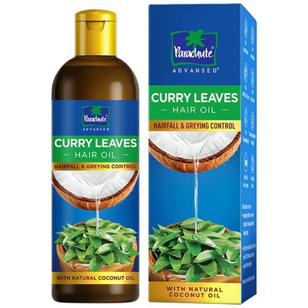 Parachute Advansed Curry Leaves Hair Oil - With Natural Coconut Oil, Controls Hair Fall & Greying, 200 ml 