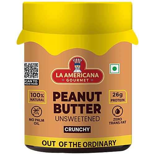 Buy LA Americana Peanut Butter Unsweetened, Crunchy, 26 g Protein