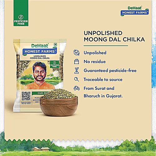 Dehaat Honest Farms Unpolished Moong Dal Chilka - Pesticide Free, 500 g  