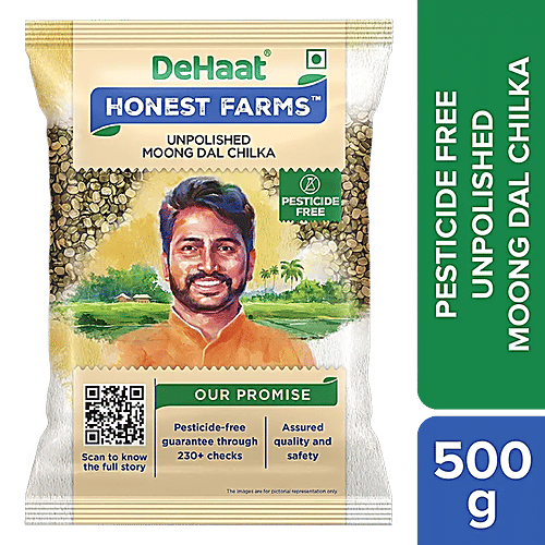Dehaat Honest Farms Unpolished Moong Dal Chilka - Pesticide Free, 500 g  