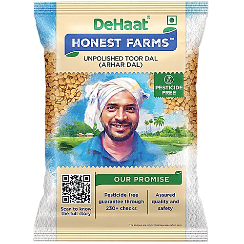 Dehaat Honest Farms Unpolished Toor Dal/Arhar Dal - Pesticide Free, 1 kg  