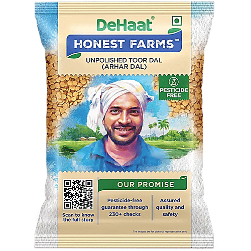 Dehaat Honest Farms Unpolished Toor Dal/Arhar Dal - Pesticide Free, 500 g  
