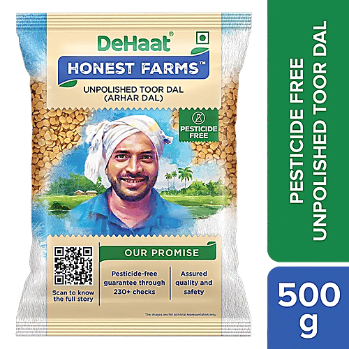 Dehaat Honest Farms Unpolished Toor Dal/Arhar Dal - Pesticide Free, 500 g  