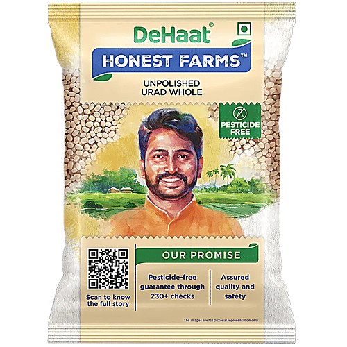 Dehaat Honest Farms Unpolished Urad Whole - Pesticide Free, 500 g  