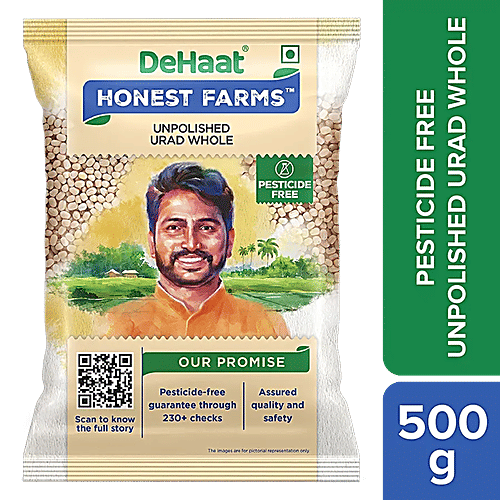 Dehaat Honest Farms Unpolished Urad Whole - Pesticide Free, 500 g  