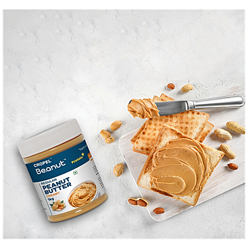 Beanut Regular Peanut Butter - Creamy, Rich In Protein & Fibre, No Trans Fat, 1 kg  