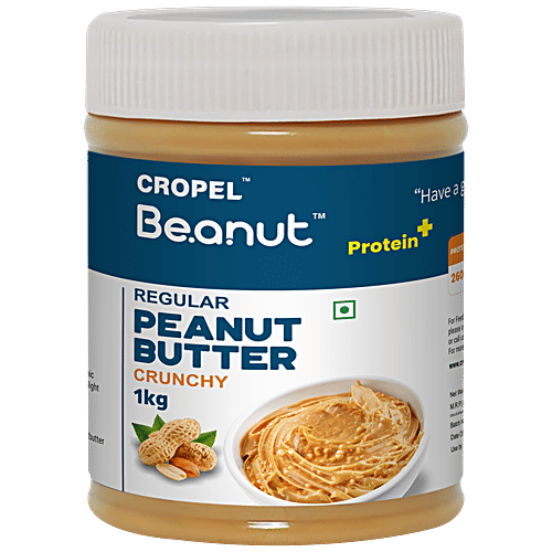 Beanut Regular Peanut Butter - Crunchy, Rich In Protein & Fibre, No Trans Fat, 1 kg