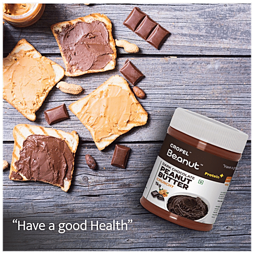 Beanut Dark Chocolate Peanut Butter - Crunchy, Rich In Protein & Fibre, No Trans Fat, 1 kg  