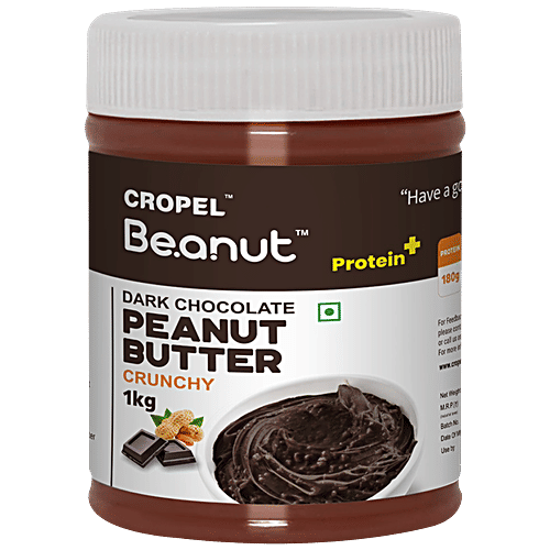 Beanut Dark Chocolate Peanut Butter - Crunchy, Rich In Protein & Fibre, No Trans Fat, 1 kg  