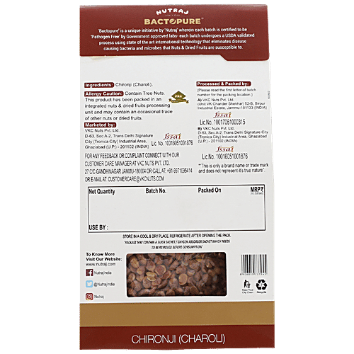 Nutraj Bactopure Chironji Seeds - Charoli, Tested Pathogen Free, 100 g Mono Carton 
