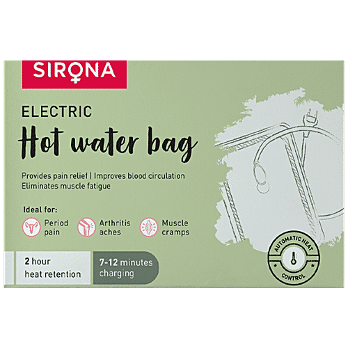 SIRONA Electric Hot Water Bag for Instant Pain Relief | Heating Pad for Menstrual Cramps, Arthritis Aches, and Back Pain | 2 Hours Heat Retention | Quick Charging | Automatic Heat Control, 1 pc  