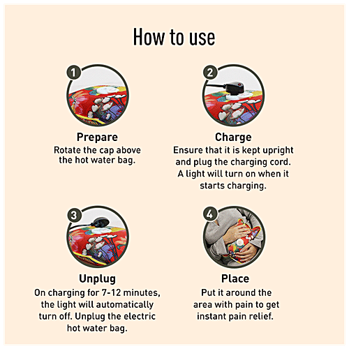 SIRONA Electric Hot Water Bag for Instant Pain Relief | Heating Pad for Menstrual Cramps, Arthritis Aches, and Back Pain | 2 Hours Heat Retention | Quick Charging | Automatic Heat Control, 1 pc  