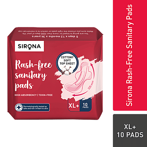Buy SIRONA Rash Free Sanitary Pads XL+, Cottony Soft, High Absorbency, Toxic Free Online at