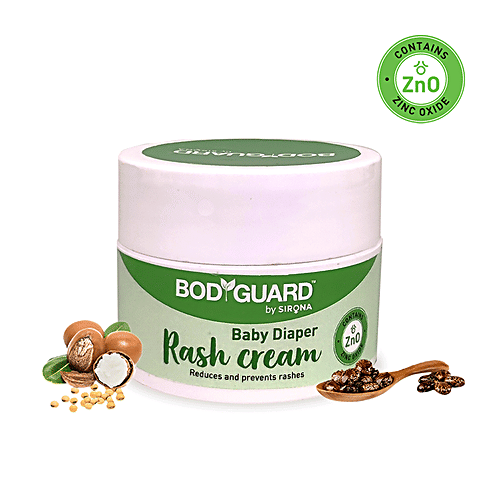 Bodyguard Diaper Rash Cream for Babies - 50 gm | Reduces and Prevents Rashes | with Shea Butter, Zinc Oxide, Caster Oil & Soyabean Oil, 50 g
