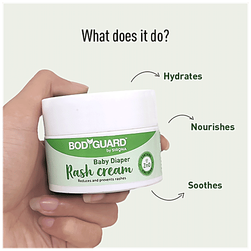 Bodyguard Diaper Rash Cream for Babies - 50 gm | Reduces and Prevents Rashes | with Shea Butter, Zinc Oxide, Caster Oil & Soyabean Oil, 50 g