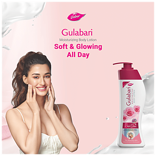 Dabur Gulabari Moisturising Body Lotion - Rose Glow, Non-Greasy, For Dull & Dry Skin, 400 ml