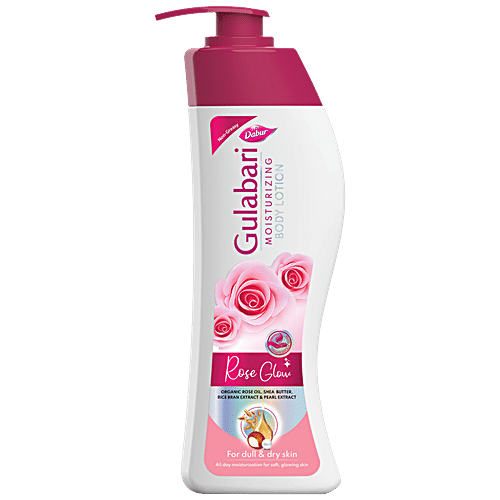 Dabur Gulabari Moisturising Body Lotion - Rose Glow, Non-Greasy, For Dull & Dry Skin, 400 ml