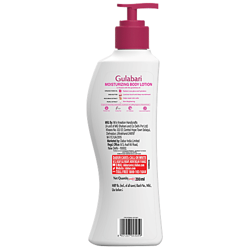 Dabur Gulabari Moisturising Body Lotion - Rose Glow, Non-Greasy, For Dull & Dry Skin, 200 ml  
