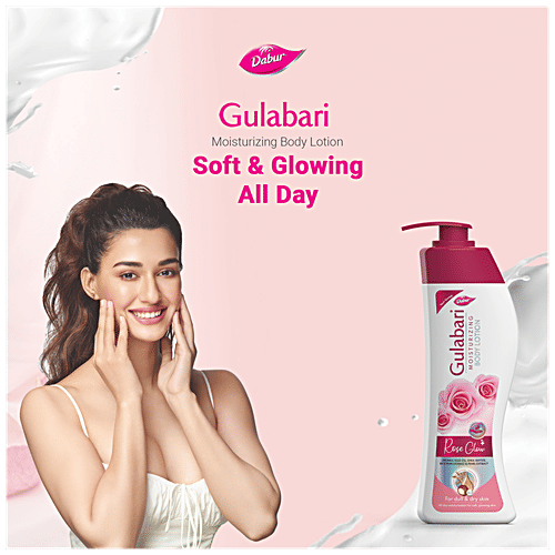 Dabur Gulabari Moisturising Body Lotion - Rose Glow, Non-Greasy, For Dull & Dry Skin, 200 ml  