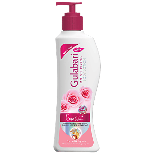 Dabur Gulabari Moisturising Body Lotion - Rose Glow, Non-Greasy, For Dull & Dry Skin, 200 ml  
