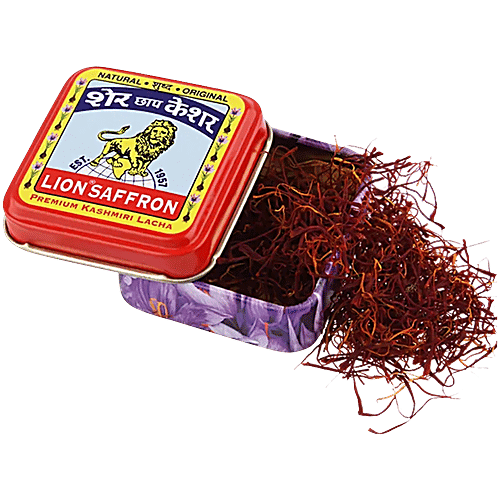 Lion Saffron Pure Kashmiri Lacha Kesar Certified Grade A+ - Improves Health, 1 g  