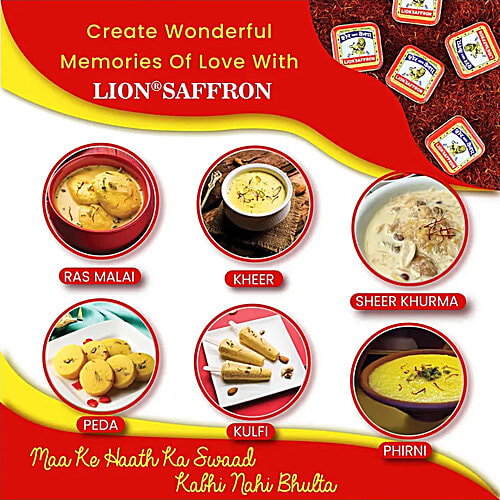 Lion Saffron Pure Kashmiri Lacha Kesar Certified Grade A+ - Improves Health, 1 g  