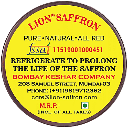 Lion Saffron Kashmiri Mongra Kesar Grade A++ - Used For Cooking, Glowing Skin, Safe For Pregnant Women, 0.5 g  