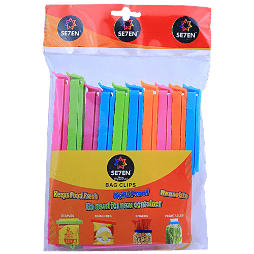 Se7en Bag Clips - Spill Proof, Reusable, For Home, Kitchen, 1 pc