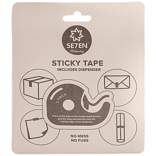 Se7en Sticky Tape With Dispenser - Easy Application, Transparent, 3 pcs  Easy Application
 Transparent
 Includes Dispenser