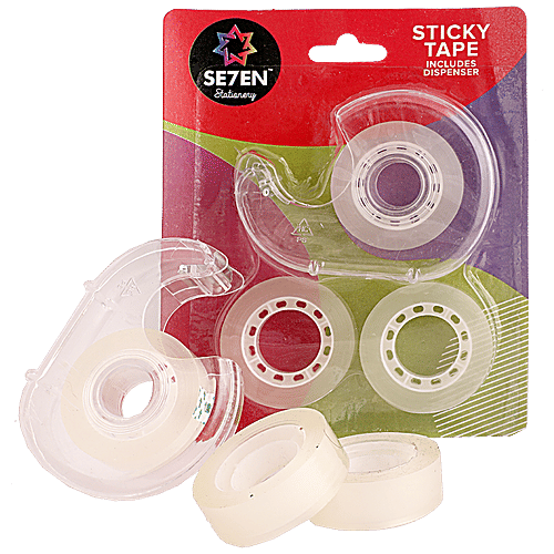 Se7en Sticky Tape With Dispenser - Easy Application, Transparent, 3 pcs  Easy Application
 Transparent
 Includes Dispenser