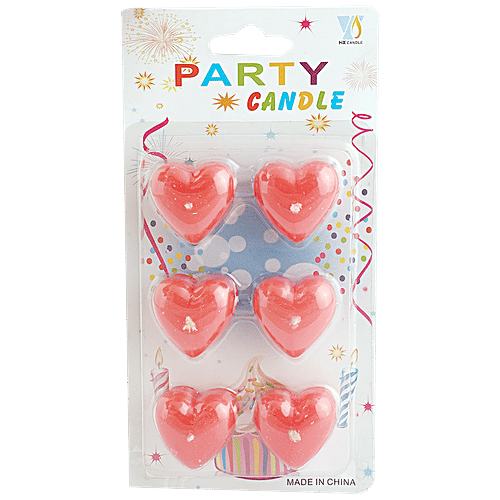 Se7en Heart Fancy Candle - For Cake Decoration, Birthday Parties, Weddings, Anniversaries, 6 pcs  