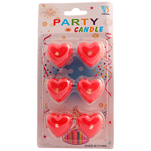 Se7en Heart Fancy Candle - For Cake Decoration, Birthday Parties, Weddings, Anniversaries, 6 pcs  