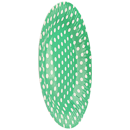 Se7en Polka Dot Paper Plate - For Parties, Picnics & Occasions, Large, Green, 10 pcs  