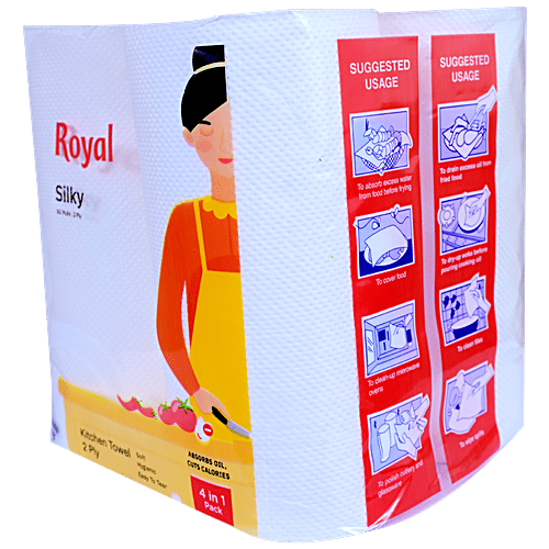 Buy Premier Royal Kitchen Towel Silky, White, 2 Ply, Absorbs Oil