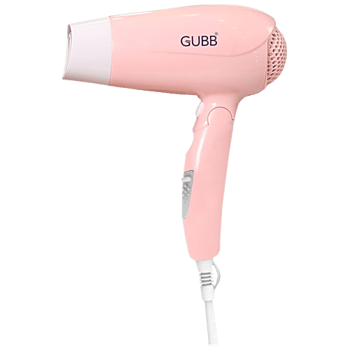 Gubb Foldable 1600 Watts Hair Dryer - With Hot & Cool Settings & Detachable Nozzle, GB-163 Pink, 470 g  