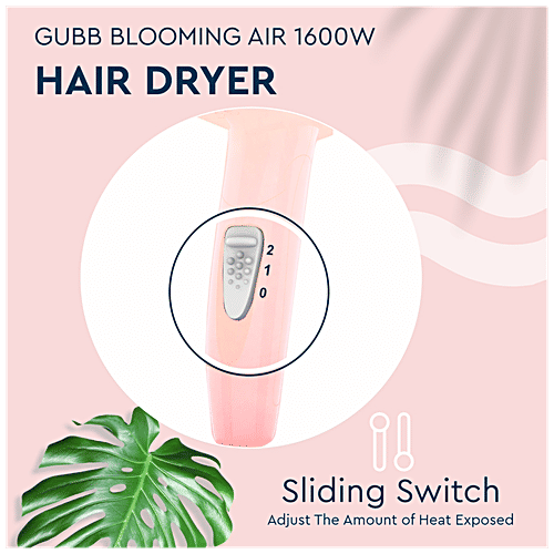 Gubb Foldable 1600 Watts Hair Dryer - With Hot & Cool Settings & Detachable Nozzle, GB-163 Pink, 470 g  