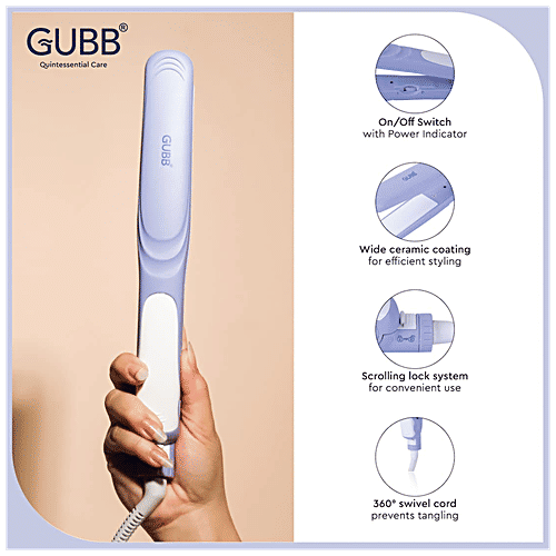 Gubb Hair Straightener With Wide Ceramic Coated Plates - For Frizz Free Look, GB-557, 333 g  