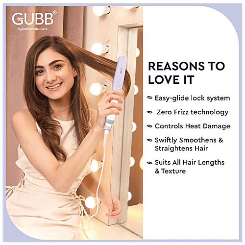 Gubb Hair Straightener With Wide Ceramic Coated Plates - For Frizz Free Look, GB-557, 333 g  