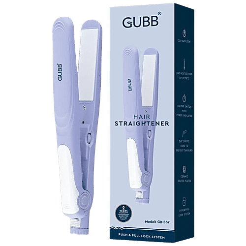 Gubb Hair Straightener With Wide Ceramic Coated Plates - For Frizz Free Look, GB-557, 333 g  