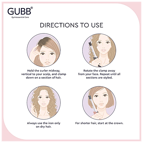 Gubb Hair Curler With Ceramic Coated Tong - For Long Lasting Look, GB-005, Pink, 368 g  