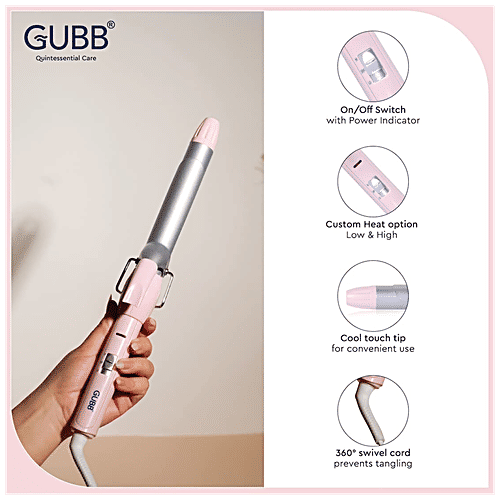 Gubb Hair Curler With Ceramic Coated Tong - For Long Lasting Look, GB-005, Pink, 368 g  