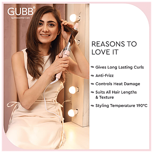Gubb Hair Curler With Ceramic Coated Tong - For Long Lasting Look, GB-005, Pink, 368 g  